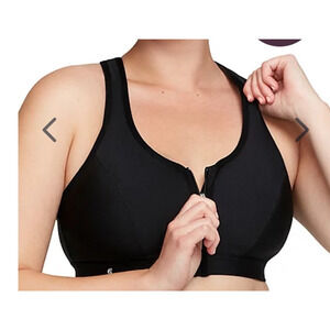 Glamorise Sport Bra 9266 Zip up front close black 44C